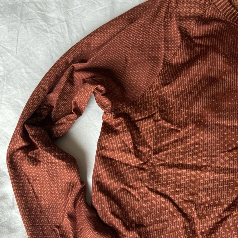 NWT Lululemon Grid Warp Date Brown / Desert Sun Rest Less Pullover size 12 - Picture 4 of 6